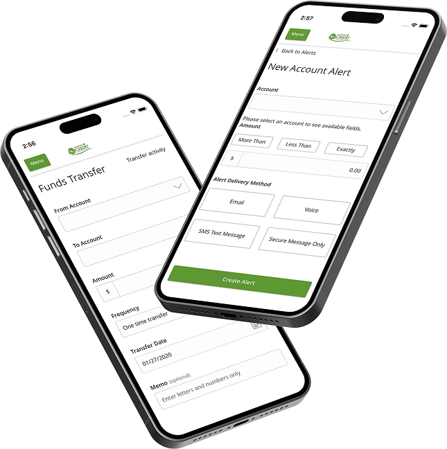 Iphones with Alabama Ag banking app open on them